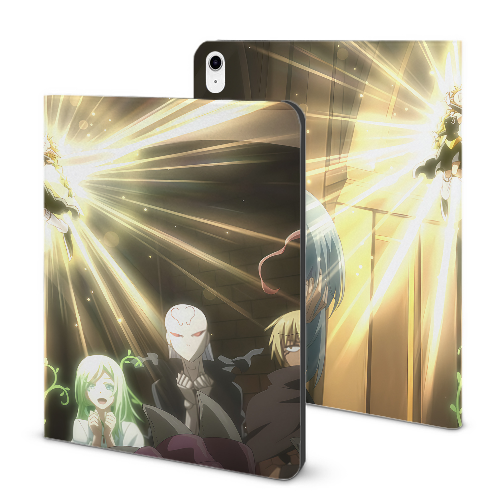 （画像用） 転スラ Regarding Reincarnated to Slime IPad ケース ブック型 PUレザー TPU 耐衝撃 軽量 薄型 ペン収納なし 全面保護 IPad 各モデル対応